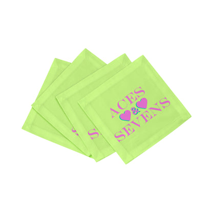 Aces And Sevens Key Lime Pink Cotton Sateen Cocktail Napkins - nicolettemayer.com