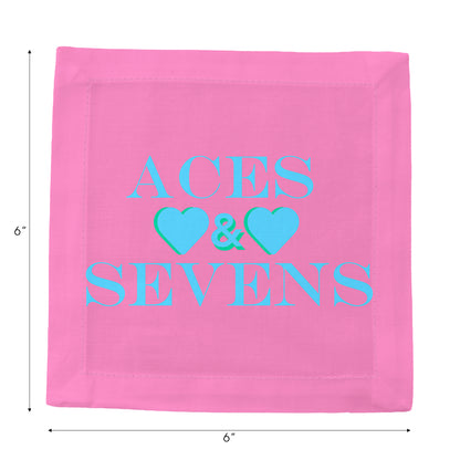 Aces And Sevens Pink Blue Cotton Sateen Cocktail Napkins - nicolettemayer.com