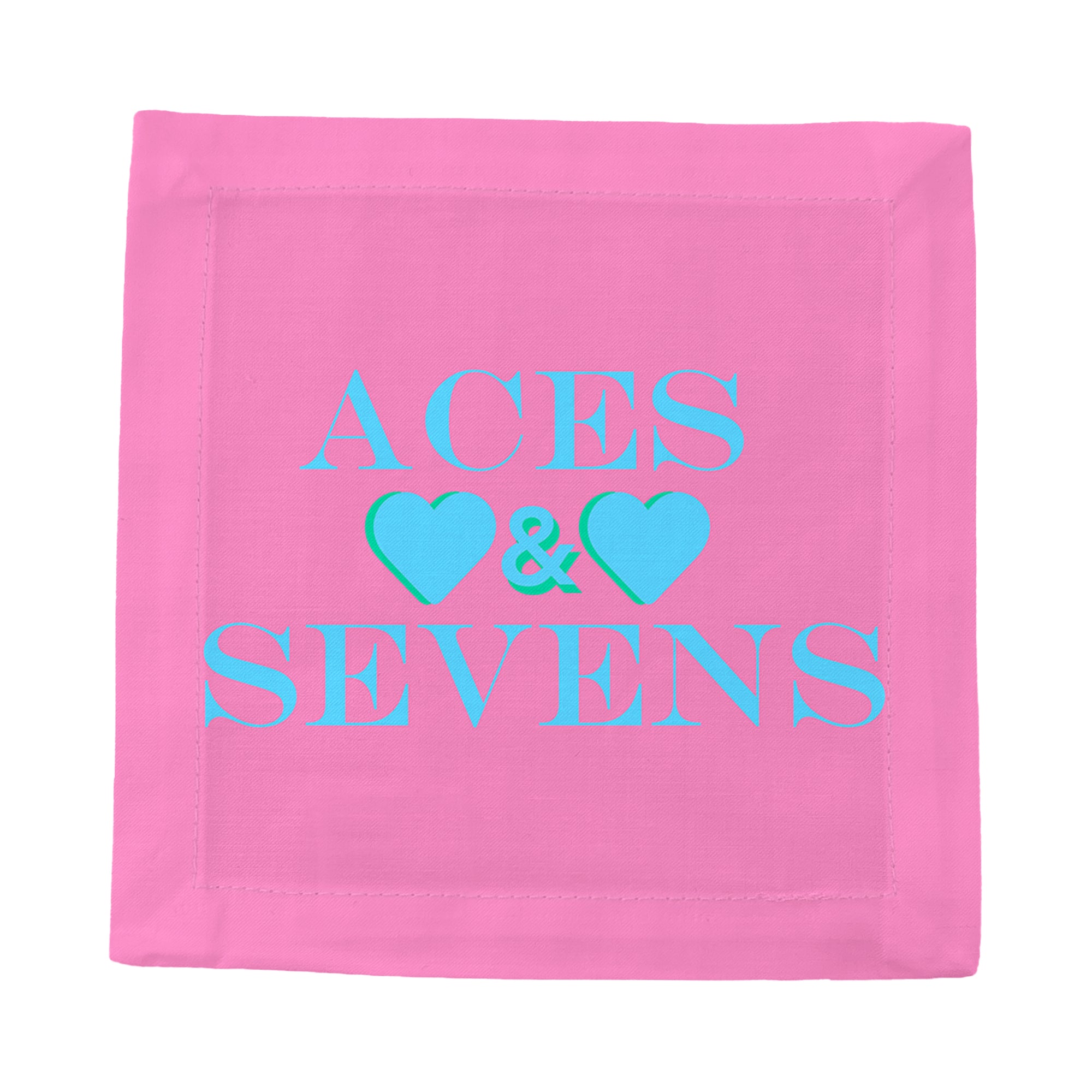 Aces And Sevens Pink Blue Cotton Sateen Cocktail Napkins - nicolettemayer.com