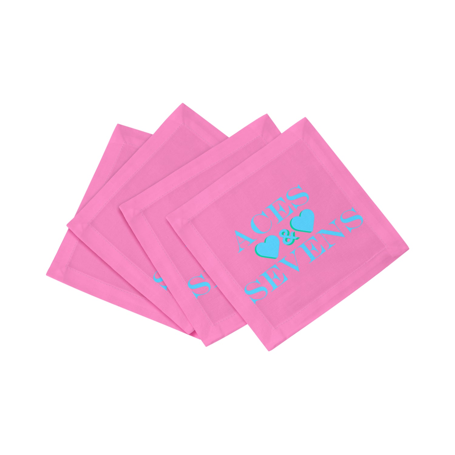 Aces And Sevens Pink Blue Cotton Sateen Cocktail Napkins - nicolettemayer.com
