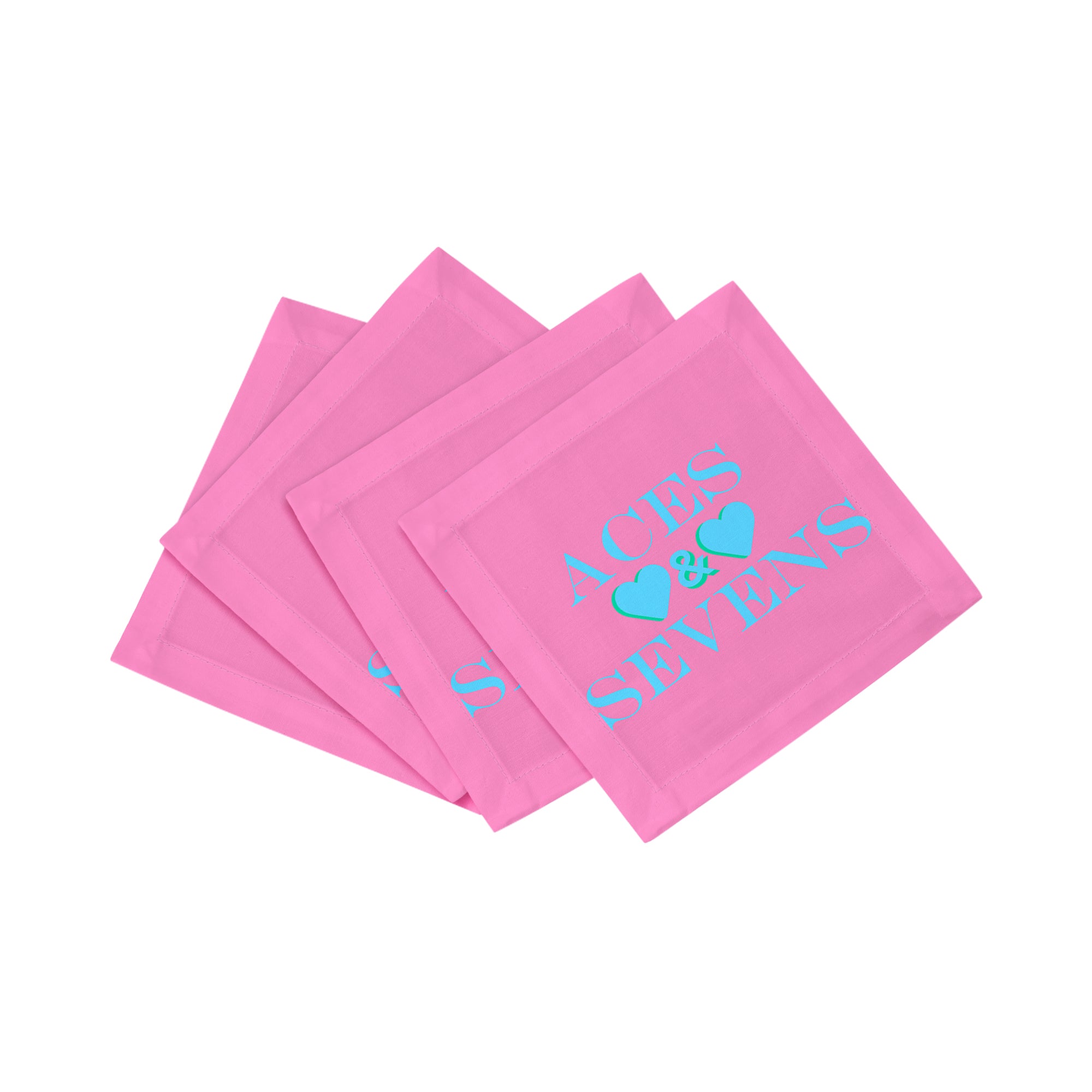 Aces And Sevens Pink Blue Cotton Sateen Cocktail Napkins - nicolettemayer.com