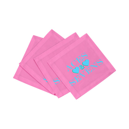 Aces And Sevens Pink Blue Cotton Sateen Cocktail Napkins - nicolettemayer.com