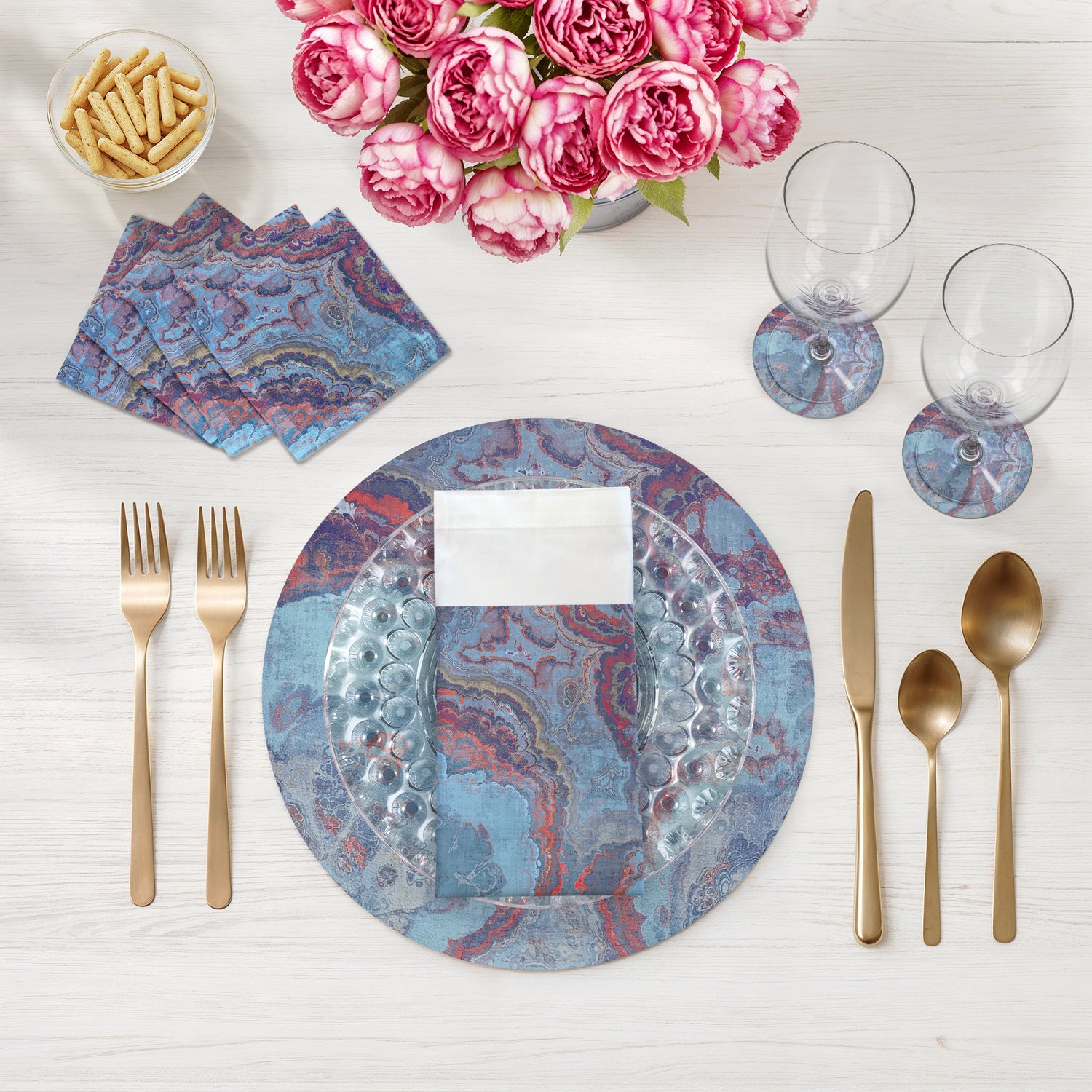 Agate Vegan Leather Round Pebble Placemat - nicolettemayer.com