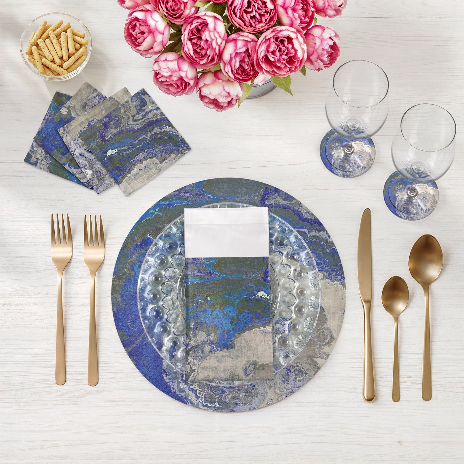 Agate Vegan Leather Round Pebble Placemat - nicolettemayer.com