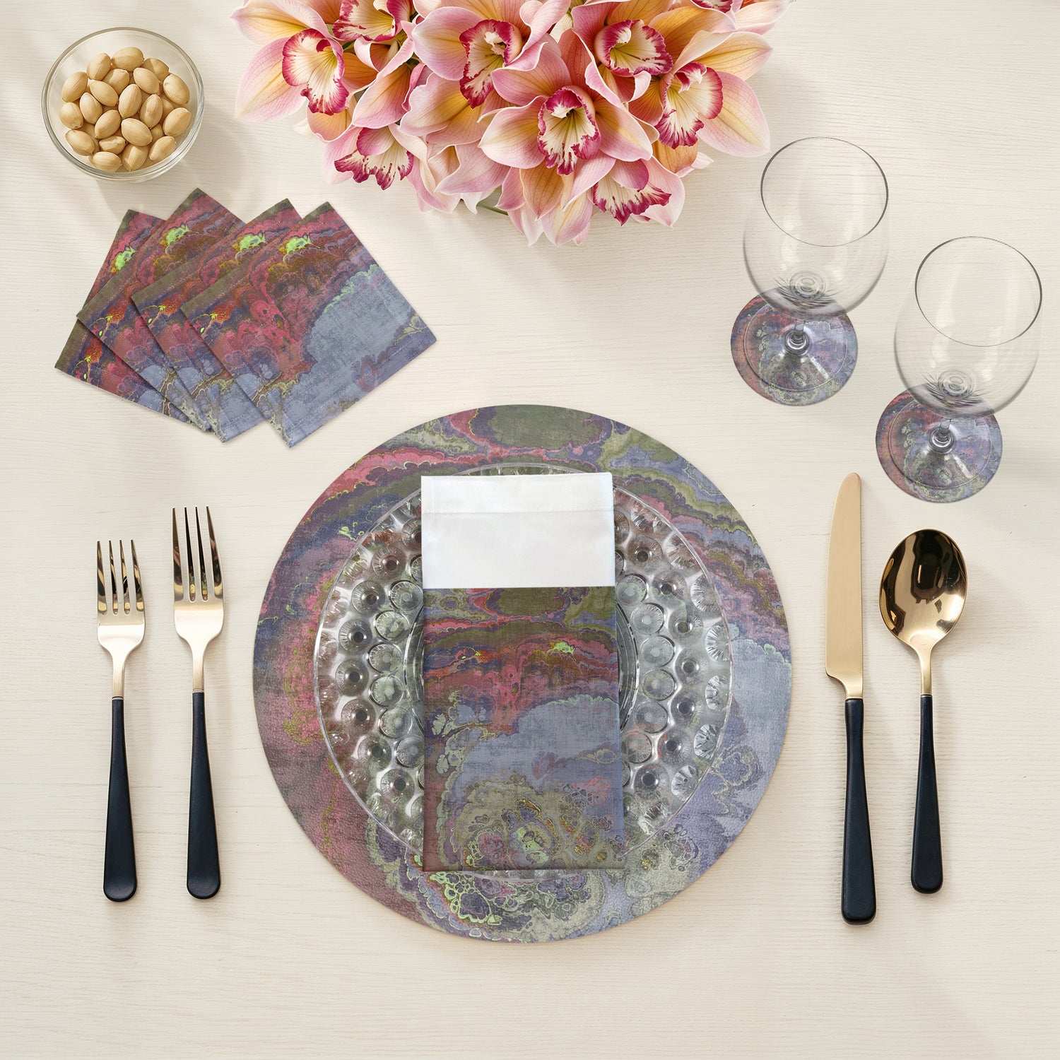 Agate Vegan Leather Round Pebble Placemat - nicolettemayer.com