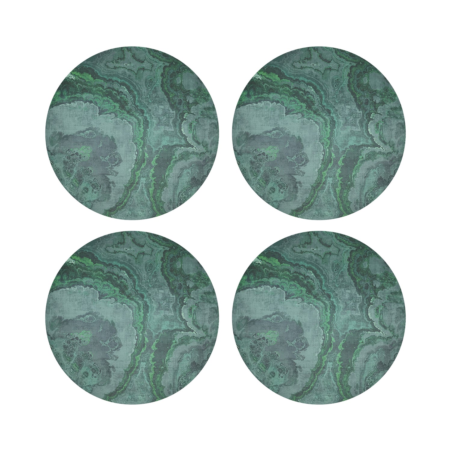 Agate Malachite 16&quot; Round Pebble Placemats, Set Of 4 - nicolettemayer.com
