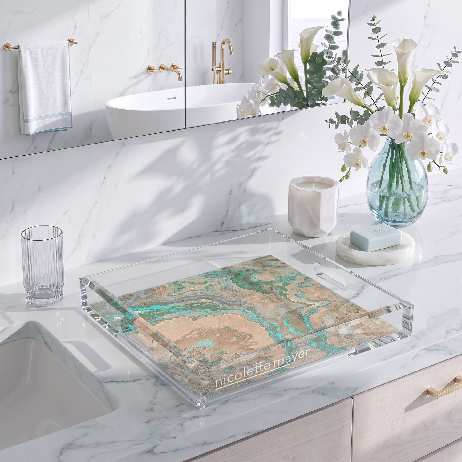 Agate Clay 12X12 Acrylic Tray - nicolettemayer.com
