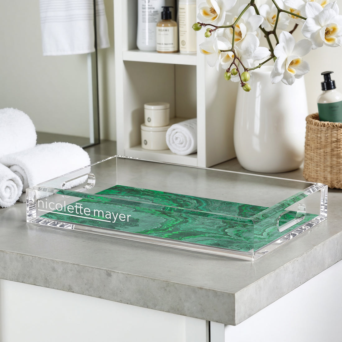 Agate Malachite 12.5X7.75 Acrylic Tray - nicolettemayer.com
