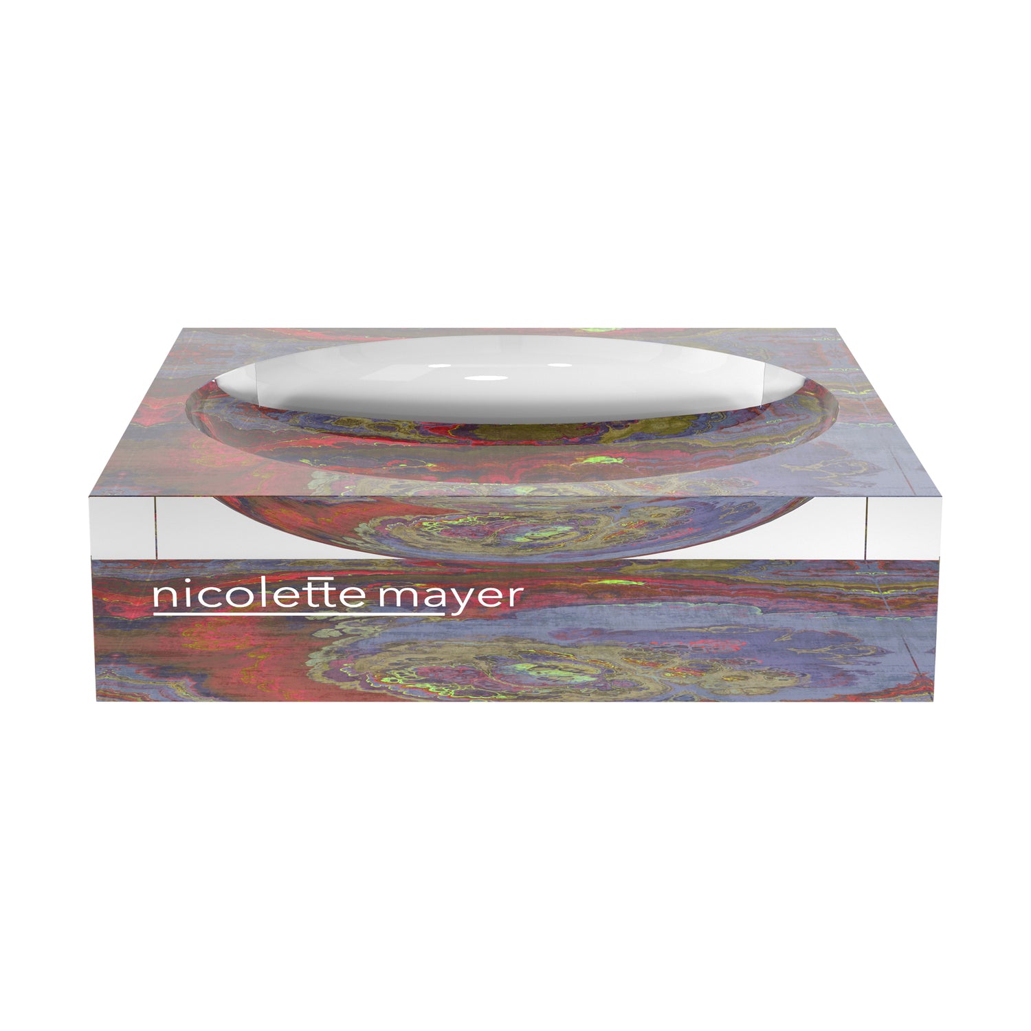 Vide-poches en acrylique couleur agate taupe 
