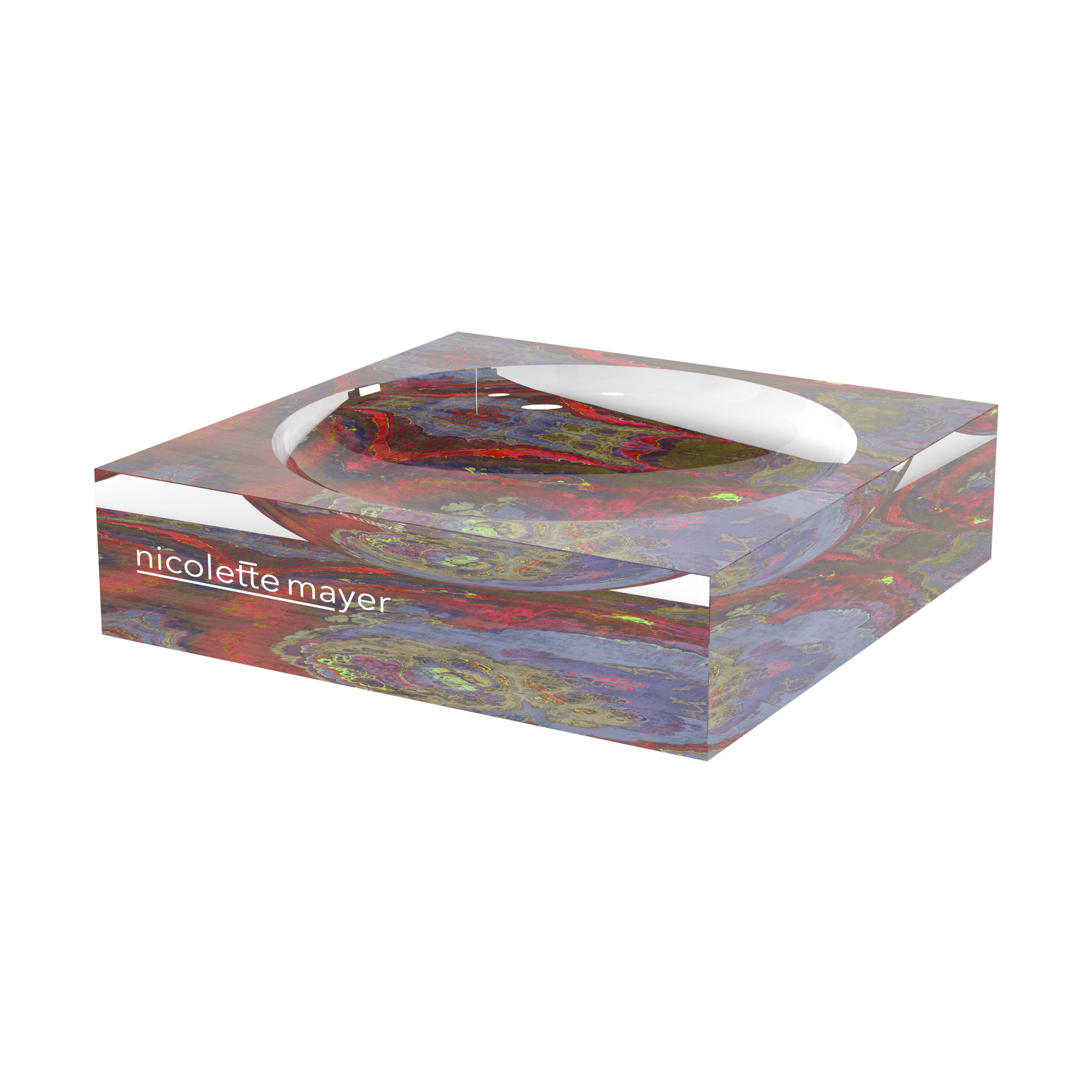 Vide-poches en acrylique couleur agate taupe 