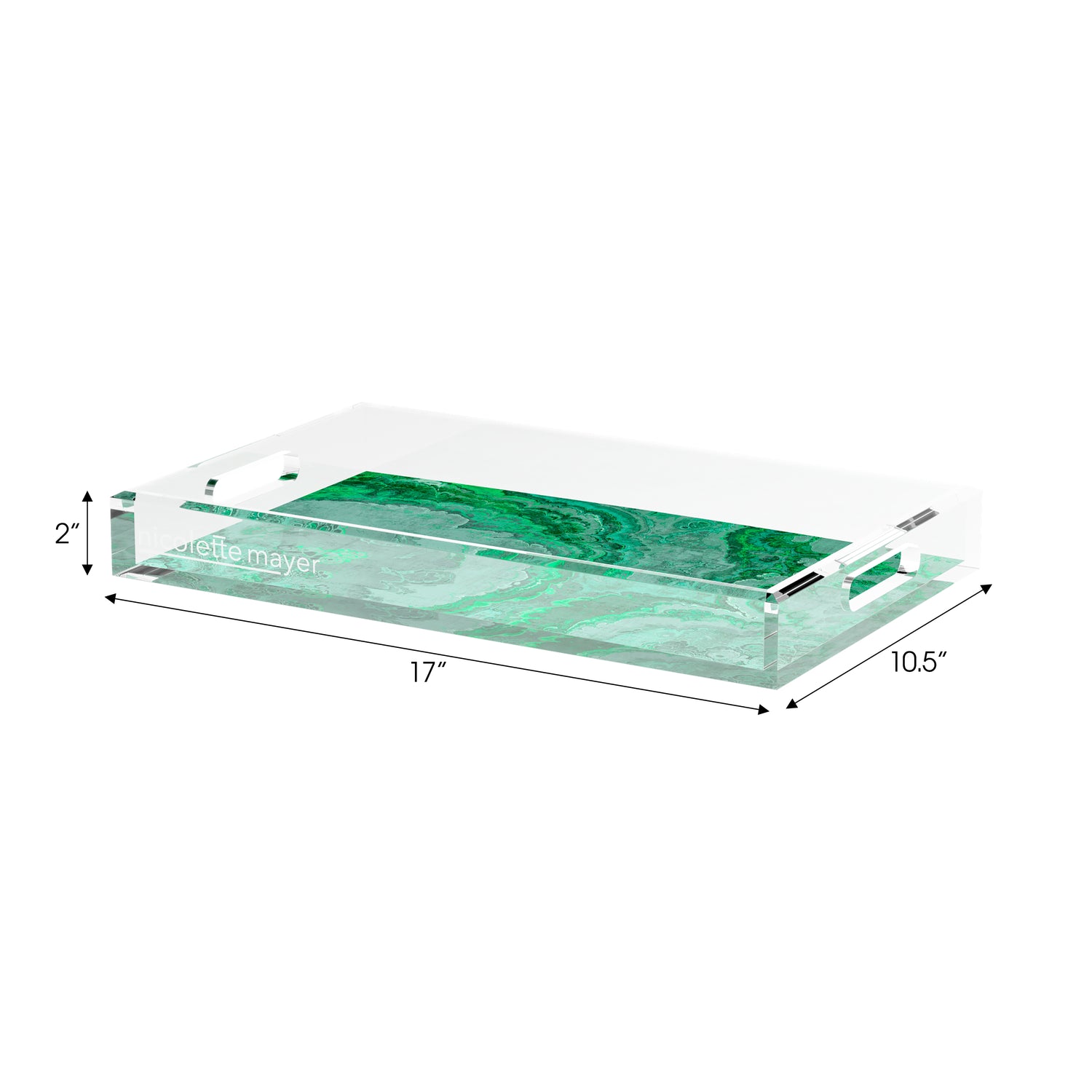 Agate Malachite 17X10.5 Acrylic Tray - nicolettemayer.com

