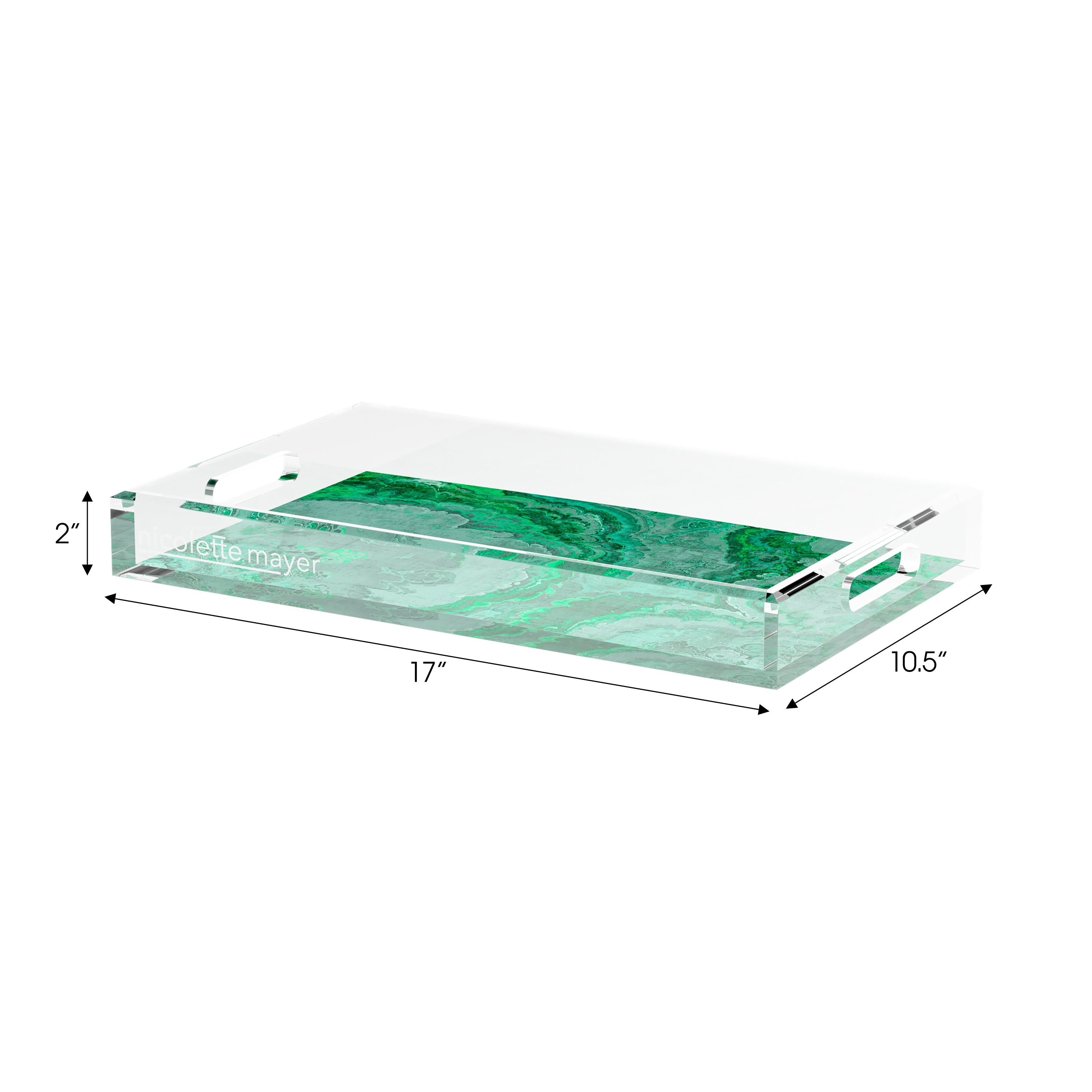 Agate Malachite 17X10.5 Acrylic Tray - nicolettemayer.com
