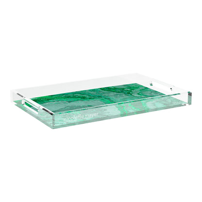 Agate Malachite 22.5X14.5 Acrylic Tray - nicolettemayer.com
