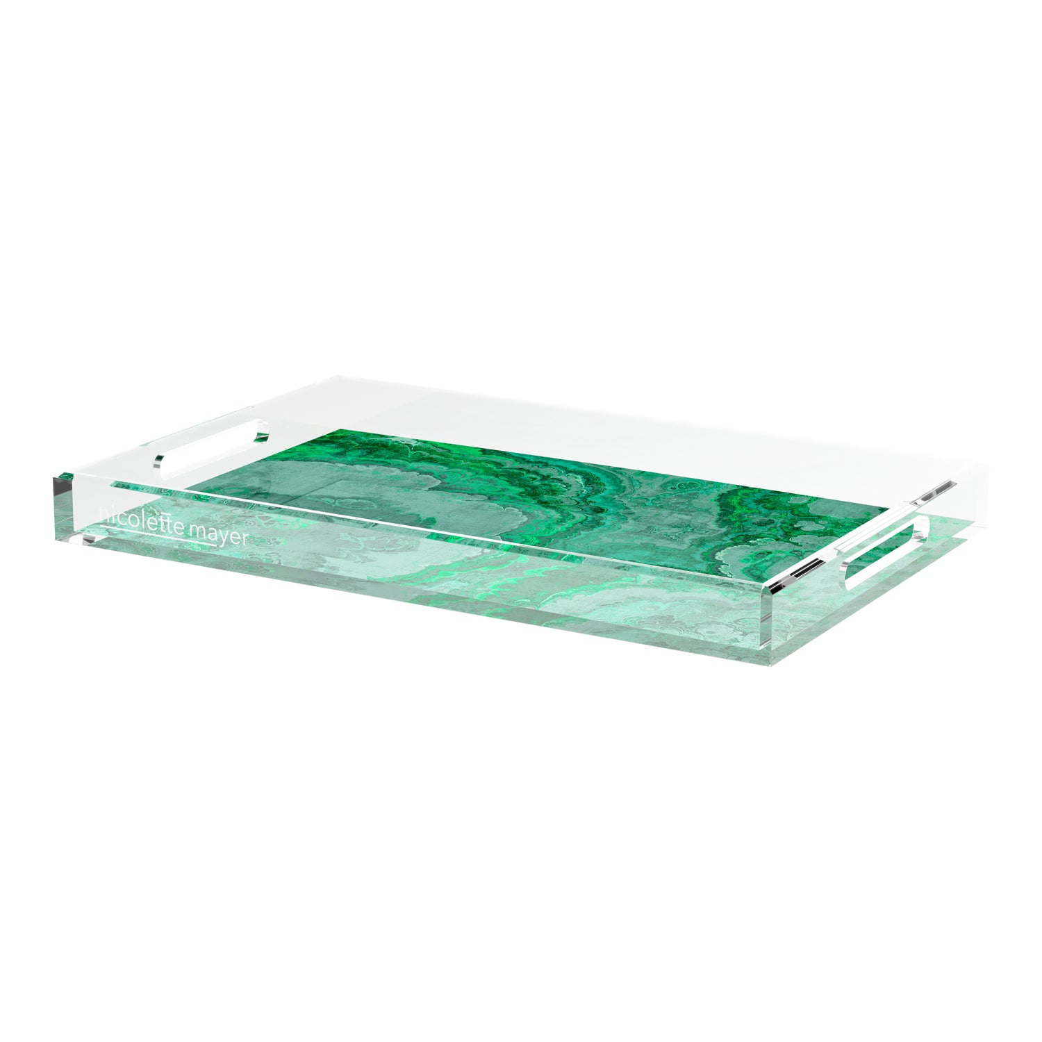 Agate Malachite 22.5X14.5 Acrylic Tray - nicolettemayer.com
