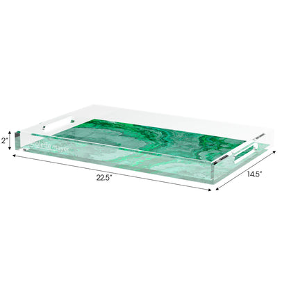 Agate Malachite 22.5X14.5 Acrylic Tray - nicolettemayer.com

