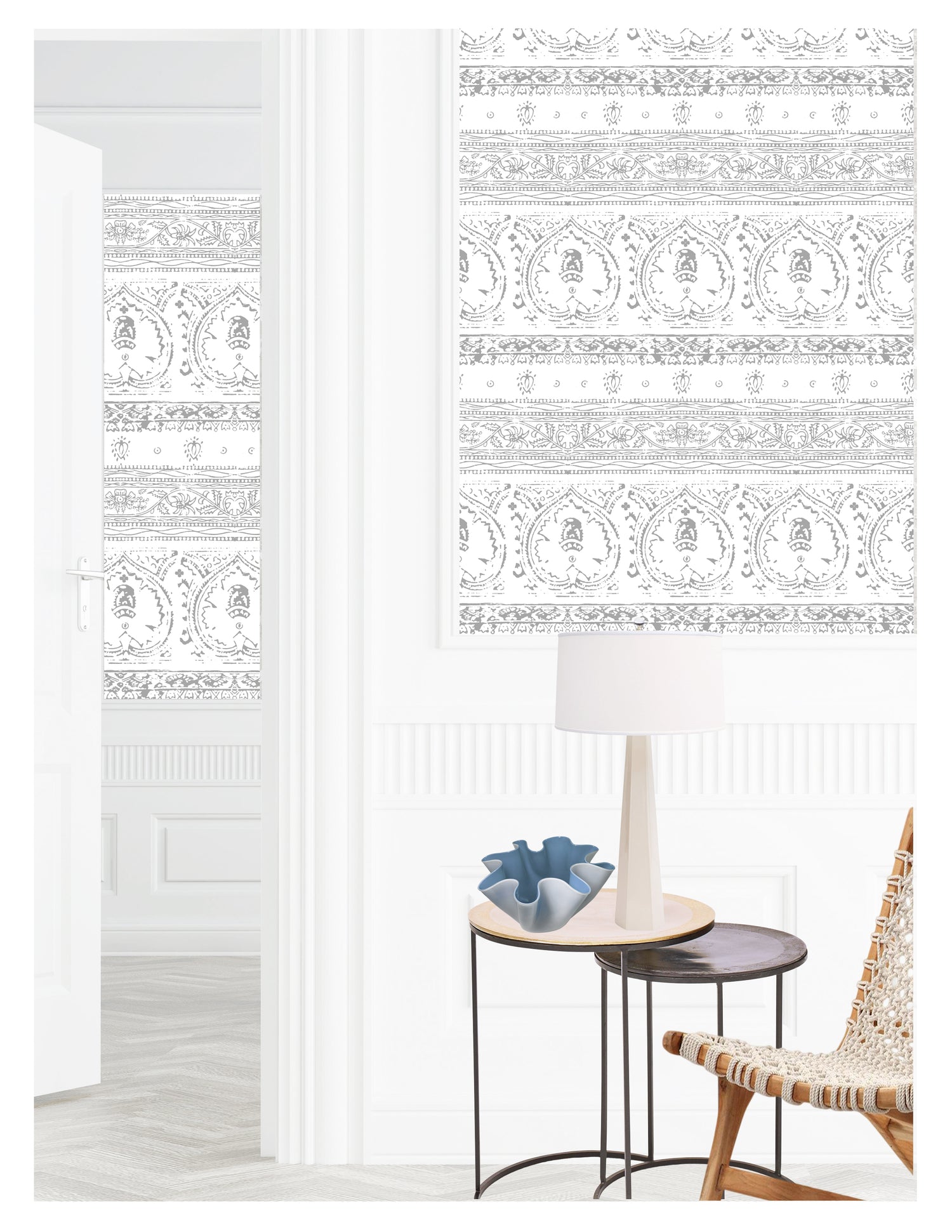 Agra Cloudy Peel and Stick Wallpaper, Double Roll, 34&quot; x 288&quot;, 48 sq ft