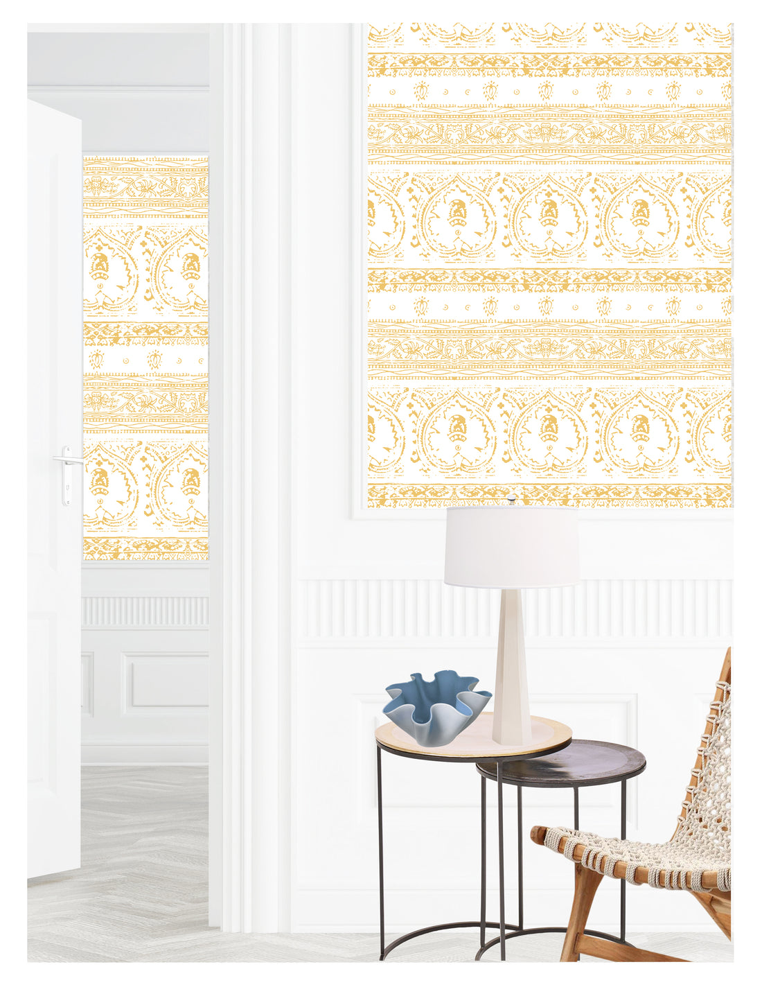 Agra Gold Peel and Stick Wallpaper, Double Roll, 34&quot; x 288&quot;, 48 sq ft