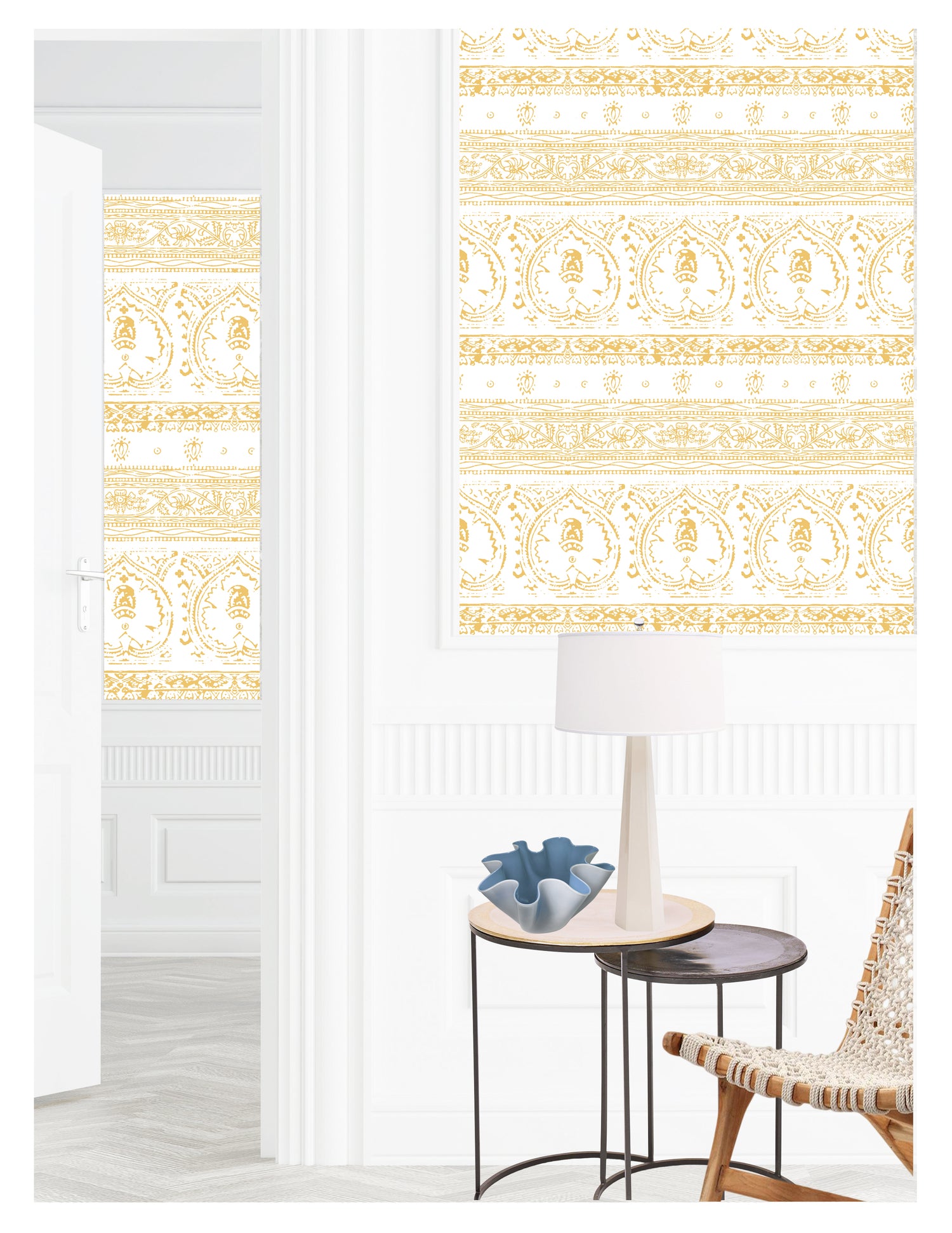 Agra Gold Peel and Stick Wallpaper, Double Roll, 34&quot; x 288&quot;, 48 sq ft