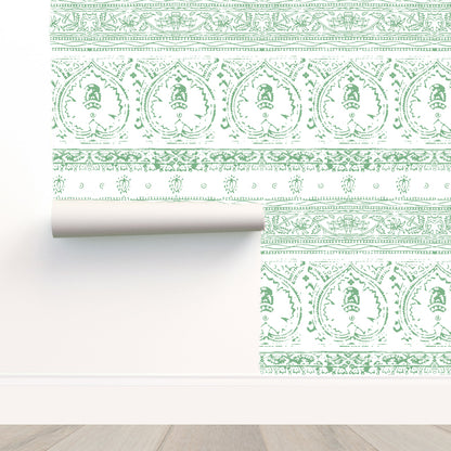 Agra Jade Peel and Stick Wallpaper, Double Roll, 34&quot; x 288&quot;, 48 sq ft