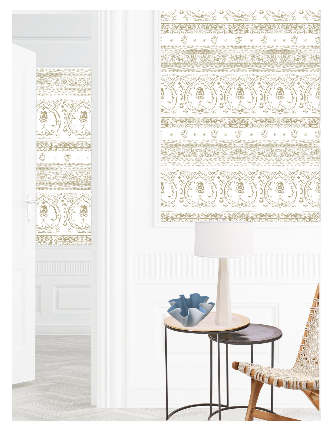 Agra Latte Peel and Stick Wallpaper, Double Roll, 34&quot; x 288&quot;, 48 sq ft