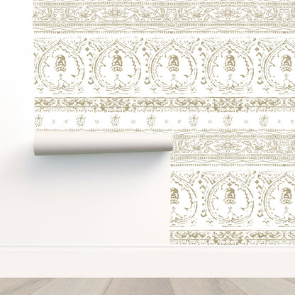 Agra Latte Peel and Stick Wallpaper, Double Roll, 34&quot; x 288&quot;, 48 sq ft