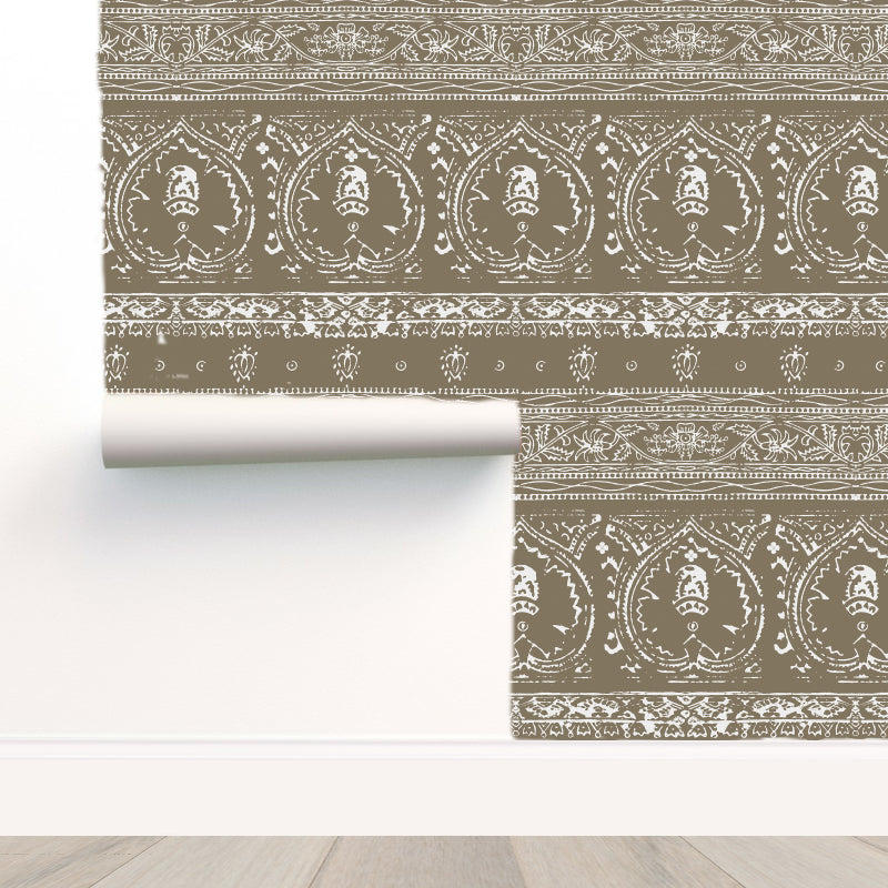Agra Reverse Mocha Peel and Stick Wallpaper, Double Roll, 34&quot; x 288&quot;, 48 sq ft