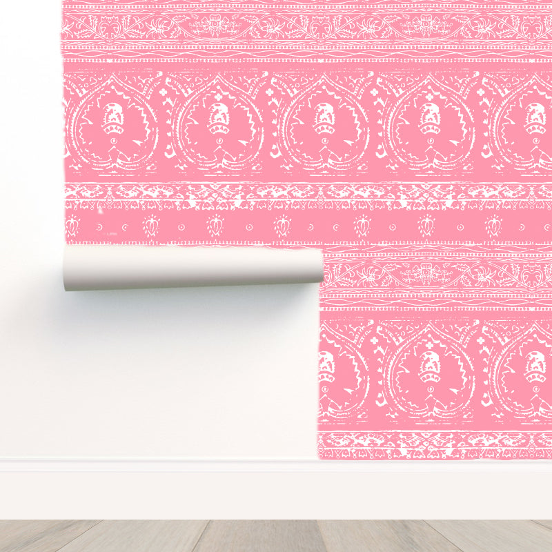 Agra Reverse Pink Peel and Stick Wallpaper, Double Roll, 34&quot; x 288&quot;, 48 sq ft