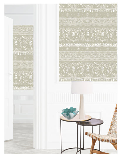 Agra Reverse Putty Peel and Stick Wallpaper, Double Roll, 34&quot; x 288&quot;, 48 sq ft
