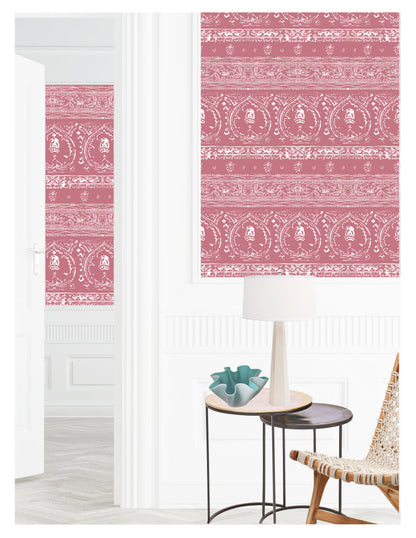 Agra Reverse Raspberry Peel and Stick Wallpaper, Double Roll, 34&quot; x 288&quot;, 48 sq ft