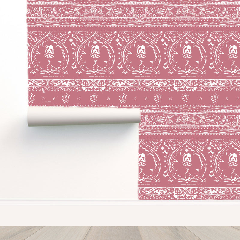 Agra Reverse Raspberry Peel and Stick Wallpaper, Double Roll, 34&quot; x 288&quot;, 48 sq ft