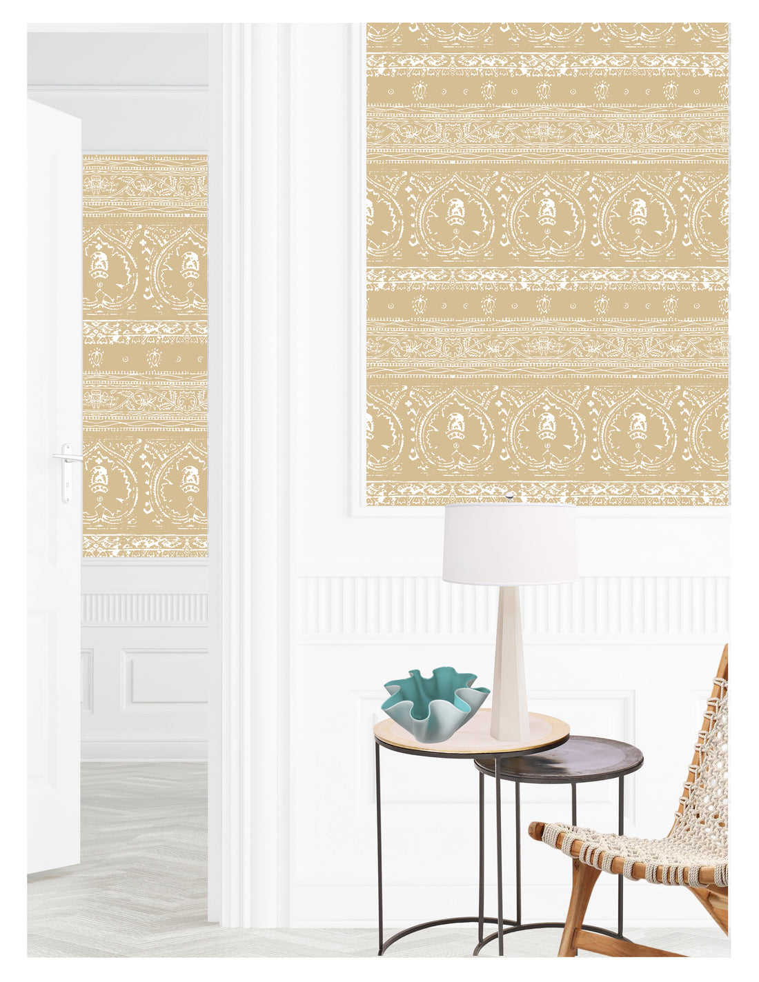 Agra Reverse Warm Peel and Stick Wallpaper, Double Roll, 34&quot; x 288&quot;, 48 sq ft