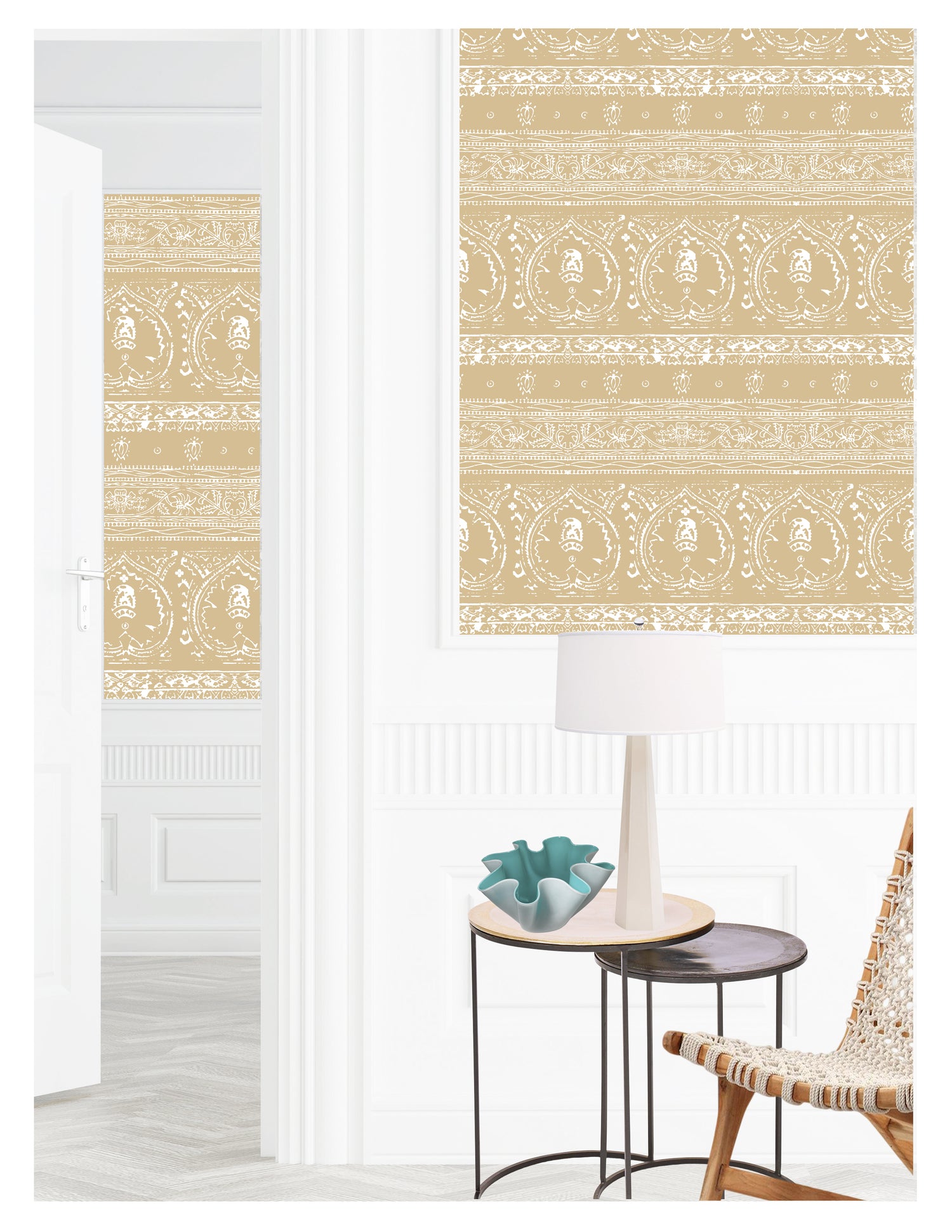 Agra Reverse Warm Peel and Stick Wallpaper, Double Roll, 34&quot; x 288&quot;, 48 sq ft