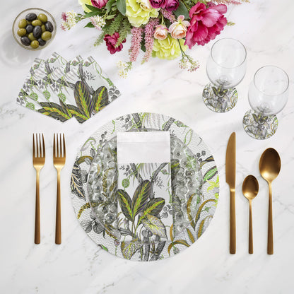 Amazonia Mustard 16" Round Pebble Placemats, Set of 4 - nicolettemayer.com
