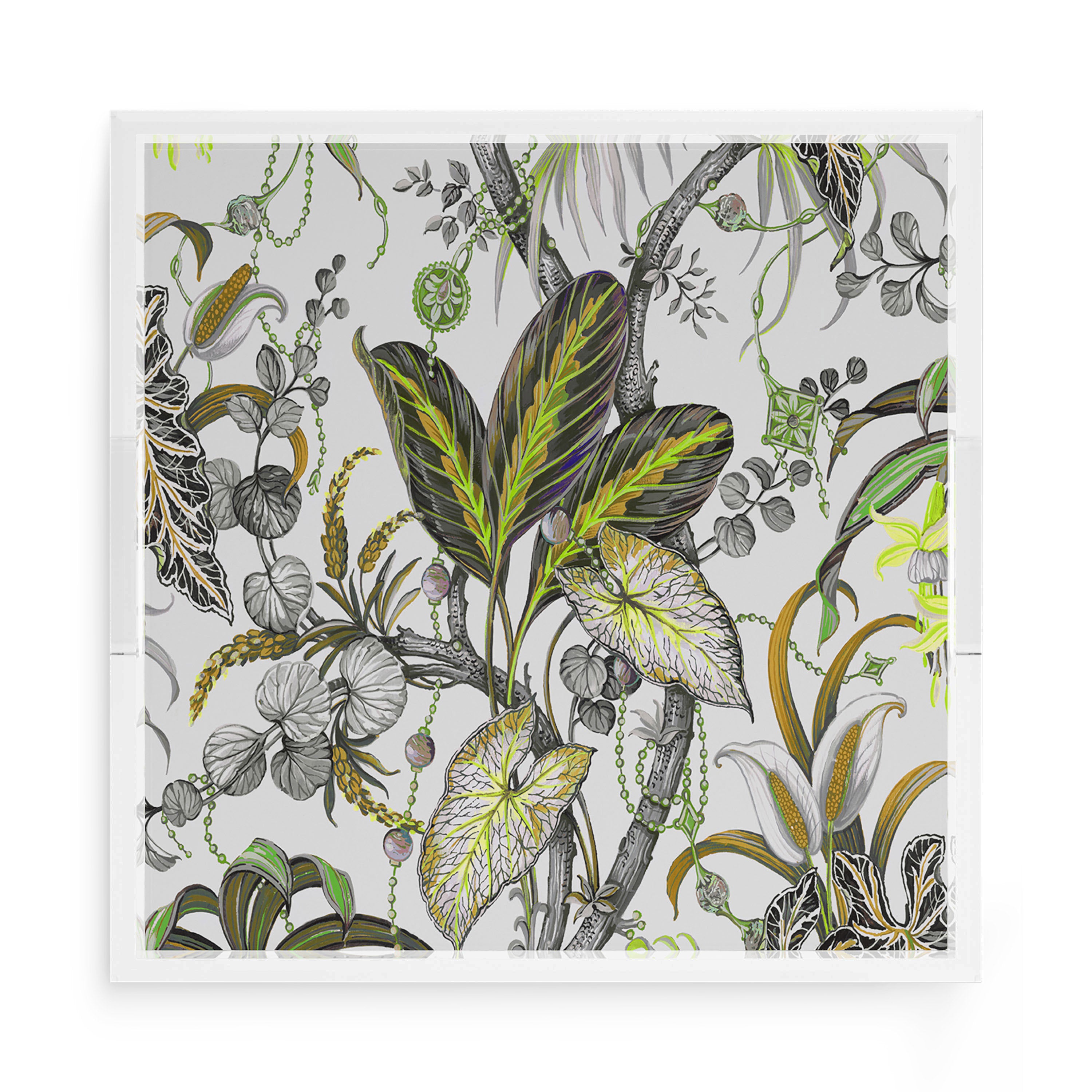 Amazonia Mustard 15X15 Acrylic Tray - nicolettemayer.com
