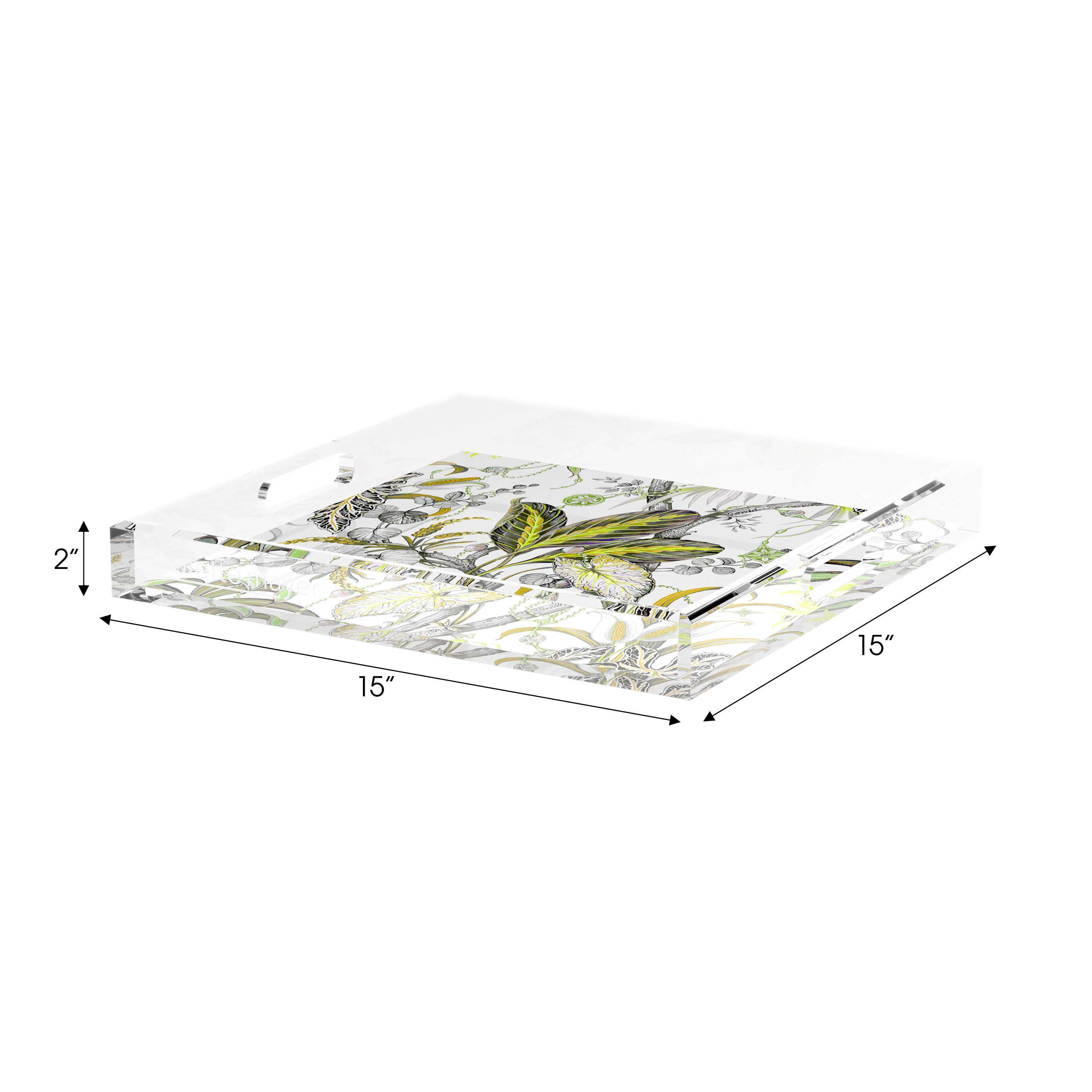 Amazonia Mustard 15X15 Acrylic Tray - nicolettemayer.com
