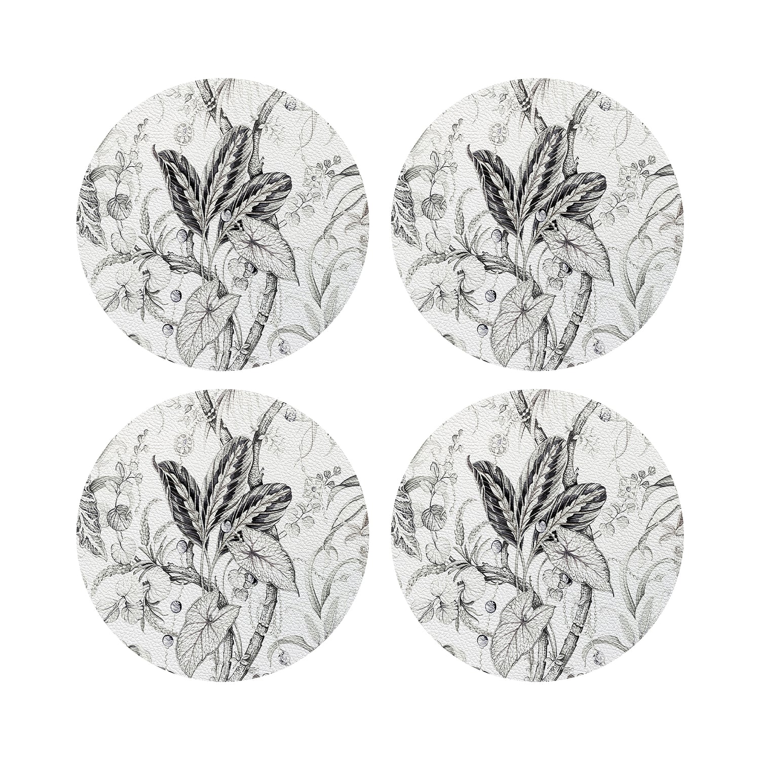 Amazonia Dovecote Black White 16&quot; Round Pebble Placemats, Set of 4 - nicolettemayer.com
