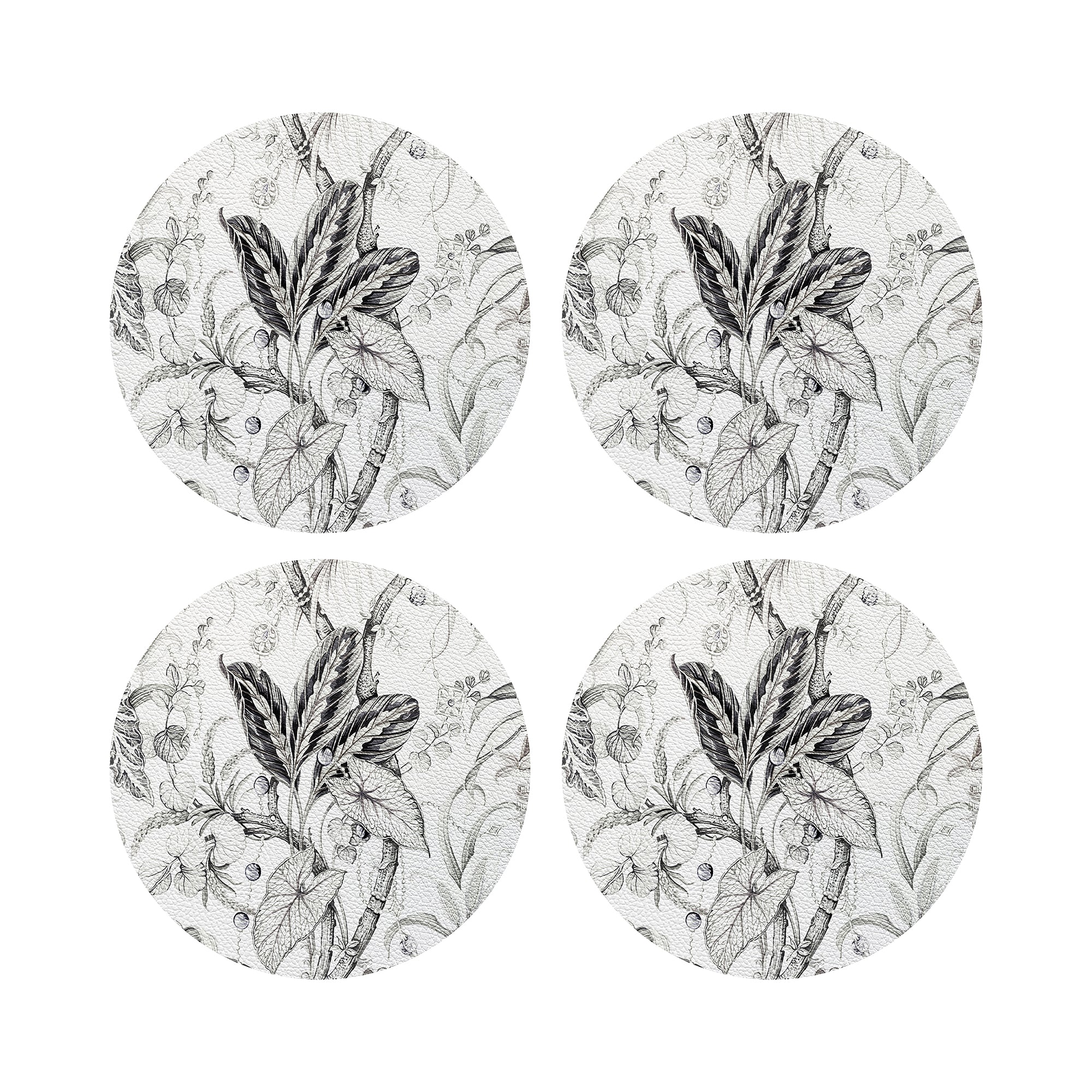 Amazonia Dovecote Black White 16&quot; Round Pebble Placemats, Set of 4 - nicolettemayer.com
