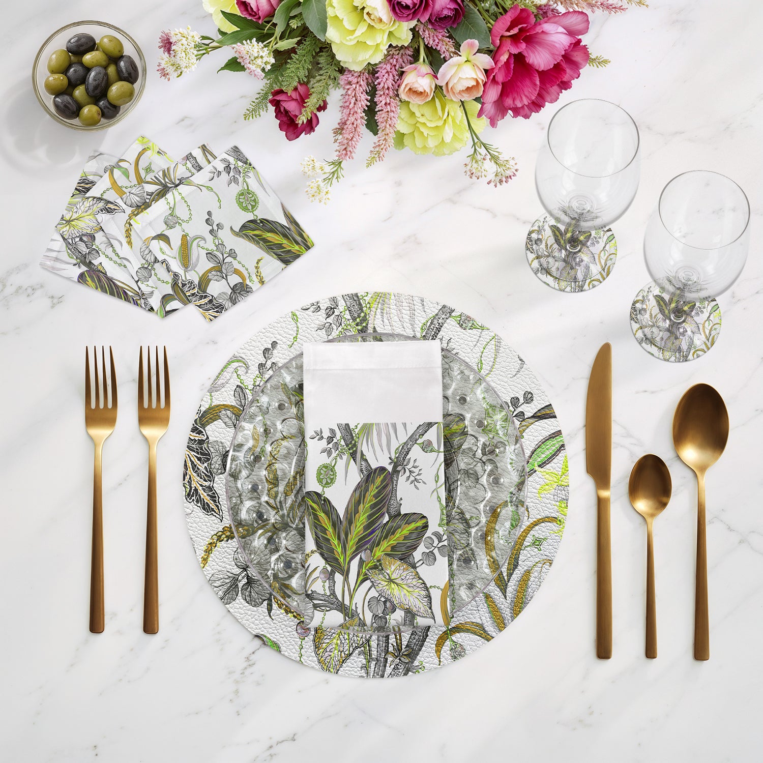 Amazonia Mustard 16" Round Pebble Placemats, Set of 4 - nicolettemayer.com
