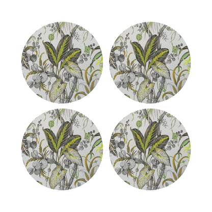 Amazonia Mustard 16&quot; Round Pebble Placemats, Set of 4 - nicolettemayer.com
