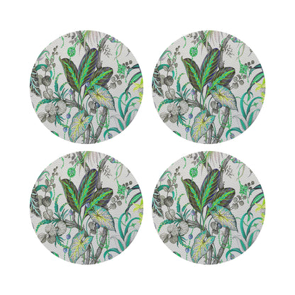 Amazonia Tourmaline 16&quot; Round Pebble Placemats, Set of 4 - nicolettemayer.com
