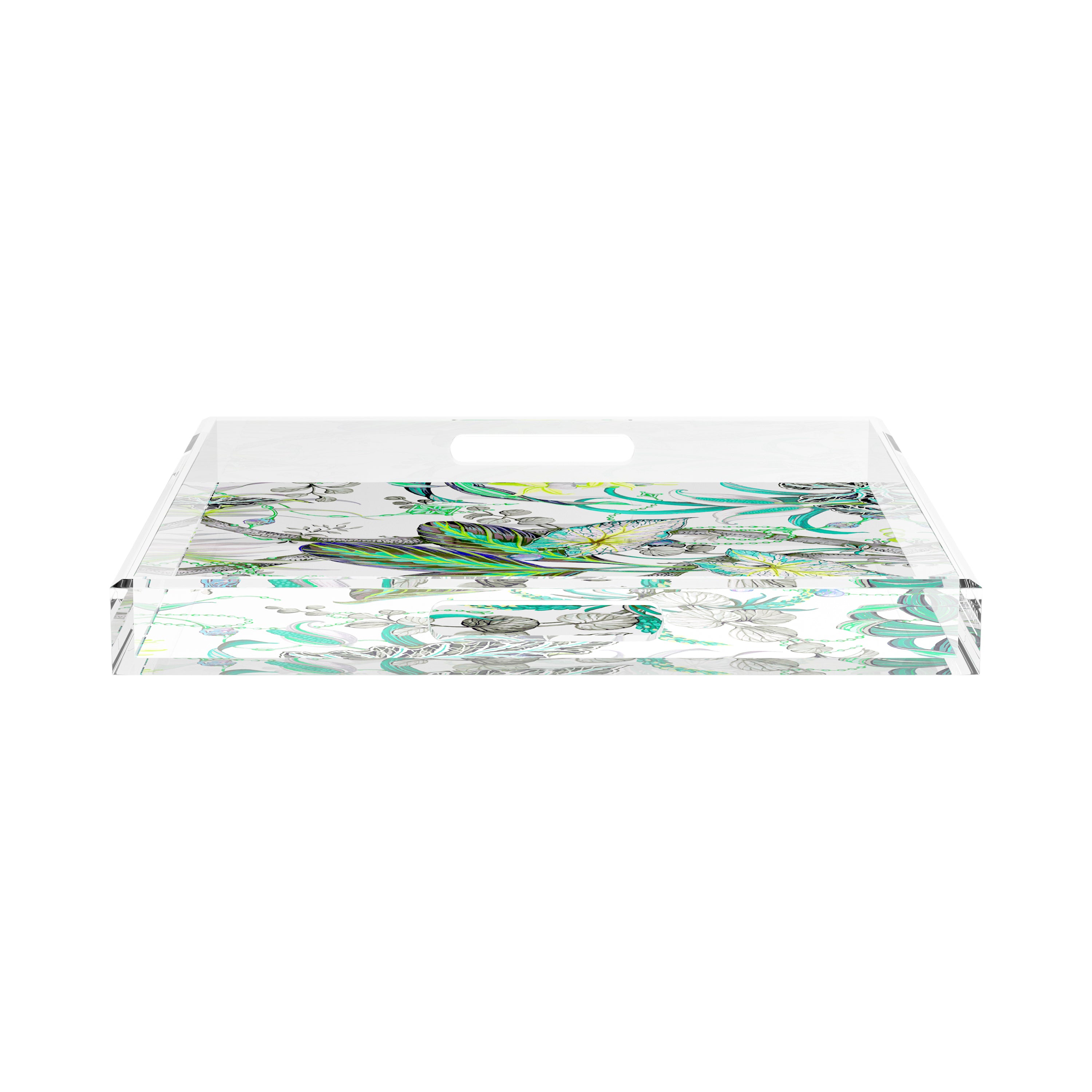 Amazonia Tourmaline 18X18 Acrylic Tray - nicolettemayer.com
