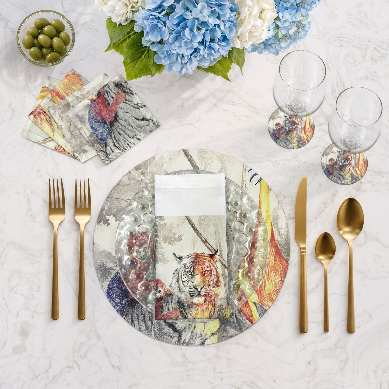 Arcadia Tiger 16&quot; Round Pebble Placemats, Set Of 4 - nicolettemayer.com
