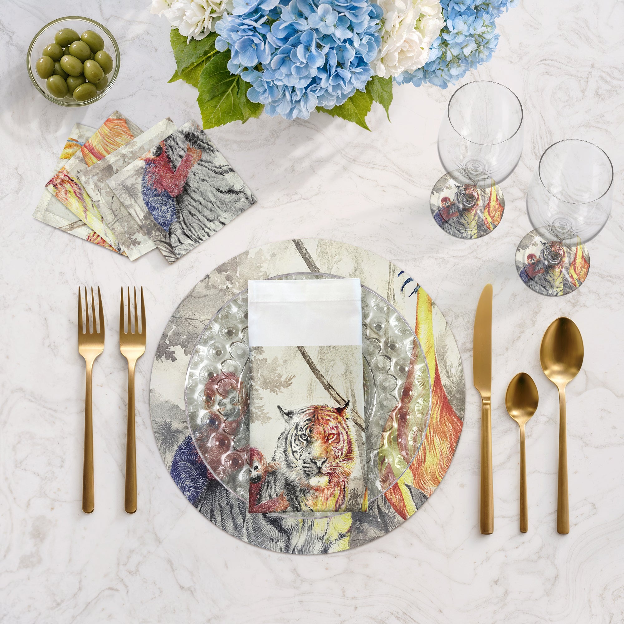 Arcadia Tiger 16&quot; Round Pebble Placemats, Set Of 4 - nicolettemayer.com