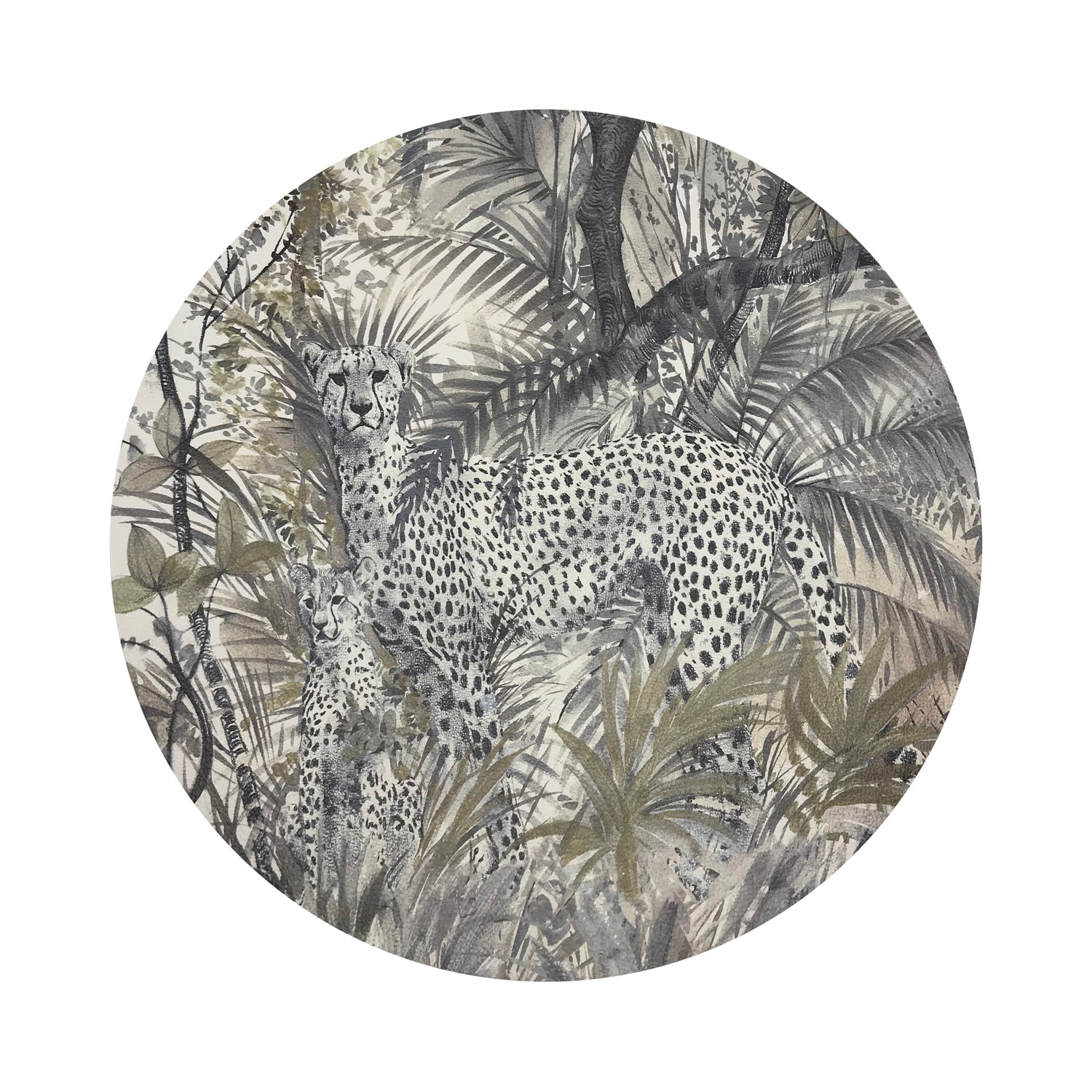 Arcadia Cheetah Scene 16&quot; Round Pebble Placemats, Set of 4 - nicolettemayer.com
