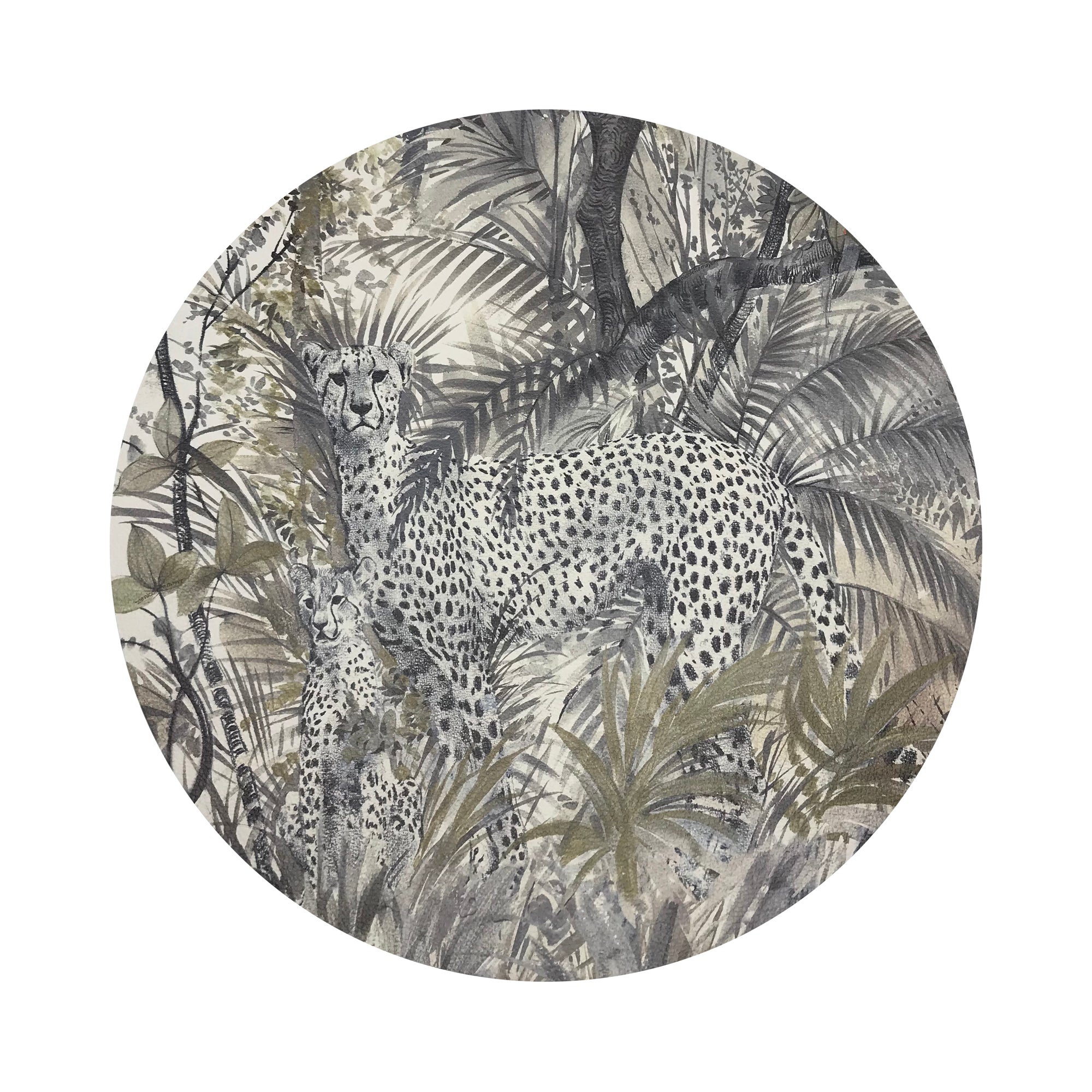Arcadia Cheetah Scene 16&quot; Round Pebble Placemats, Set of 4 - nicolettemayer.com
