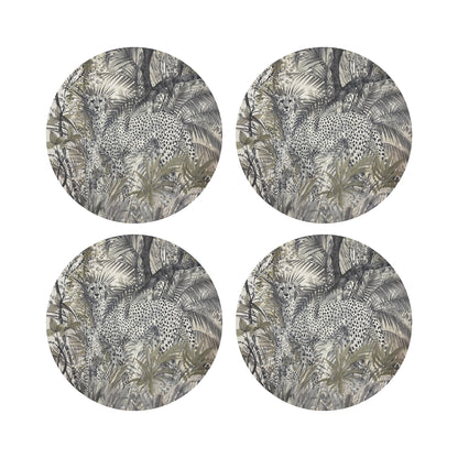 Arcadia Cheetah Scene 16&quot; Round Pebble Placemats, Set of 4 - nicolettemayer.com

