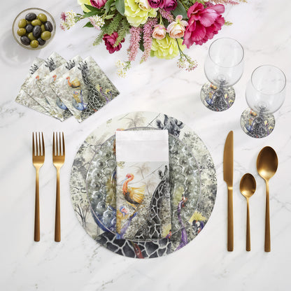 Arcadia Giraffe 16" Round Pebble Placemats, Set of 4 - nicolettemayer.com
