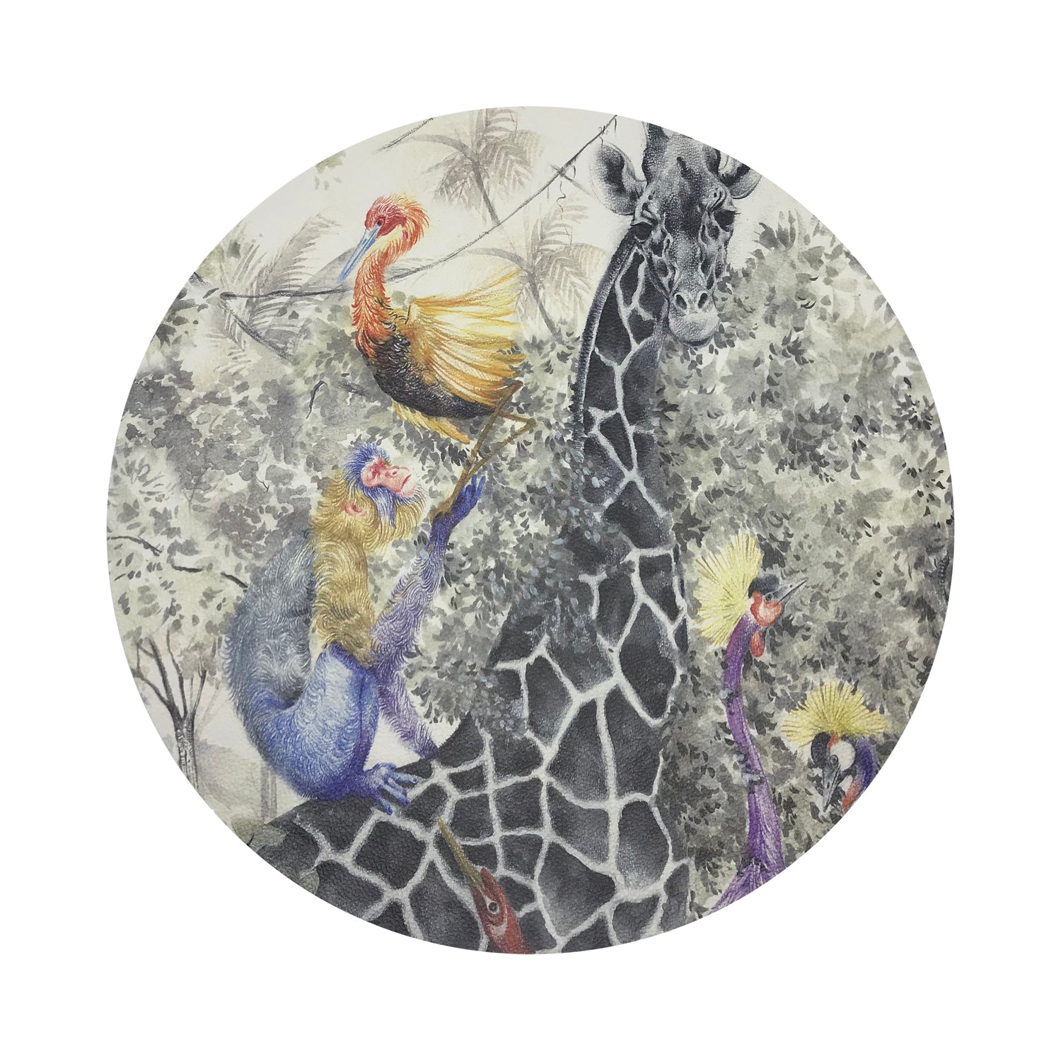 Arcadia Giraffe 16&quot; Round Pebble Placemats, Set of 4 - nicolettemayer.com
