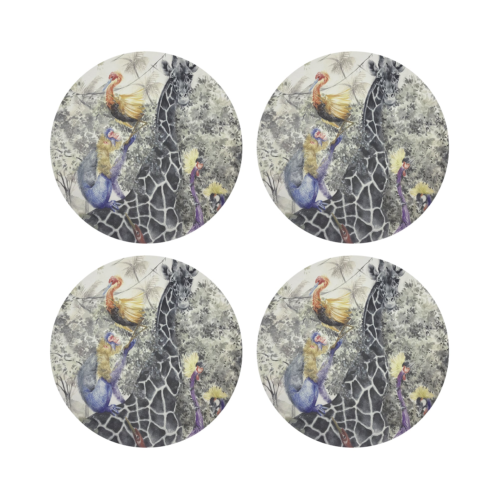 Arcadia Giraffe 16&quot; Round Pebble Placemats, Set of 4 - nicolettemayer.com
