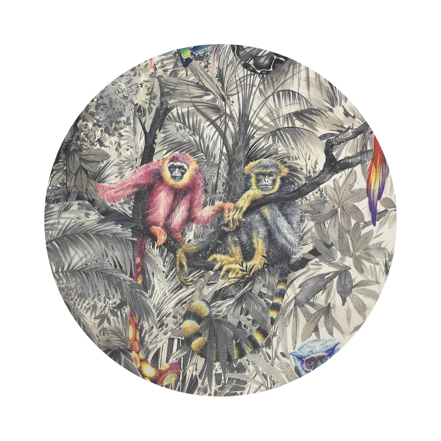 Arcadia Monkeys 16&quot; Round Pebble Placemats, Set of 4 - nicolettemayer.com
